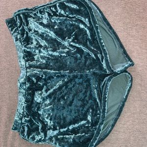 Velvet turquoise shorts